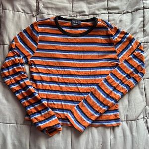 f21 long sleeve striped crop top